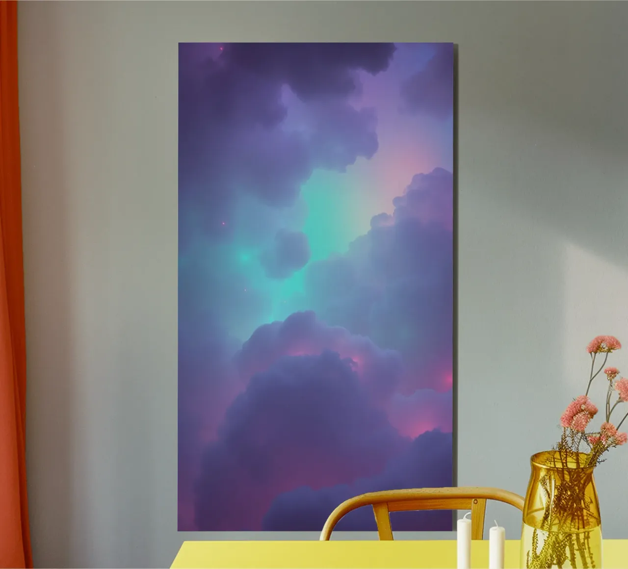 Nuvole astratte e sognanti in una vivace tavolozza di colori alluminio dibond da DesignDoodle