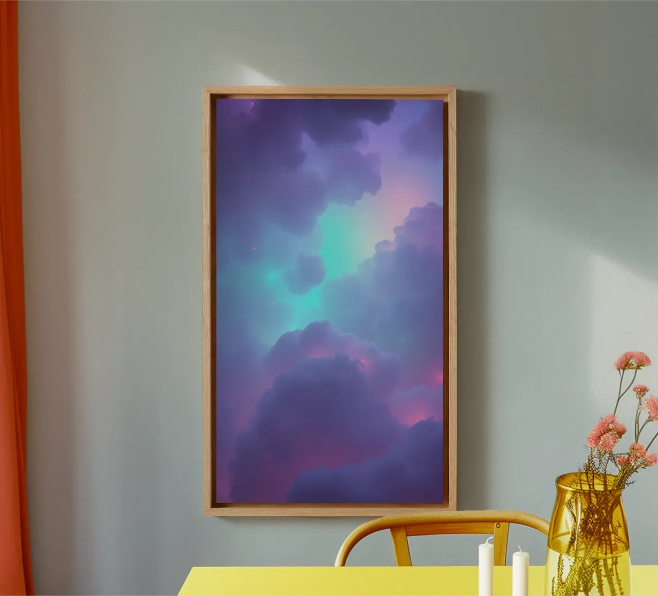 Nuvole astratte e sognanti in una vivace tavolozza di colori tela con Cornice a cassetta da DesignDoodle