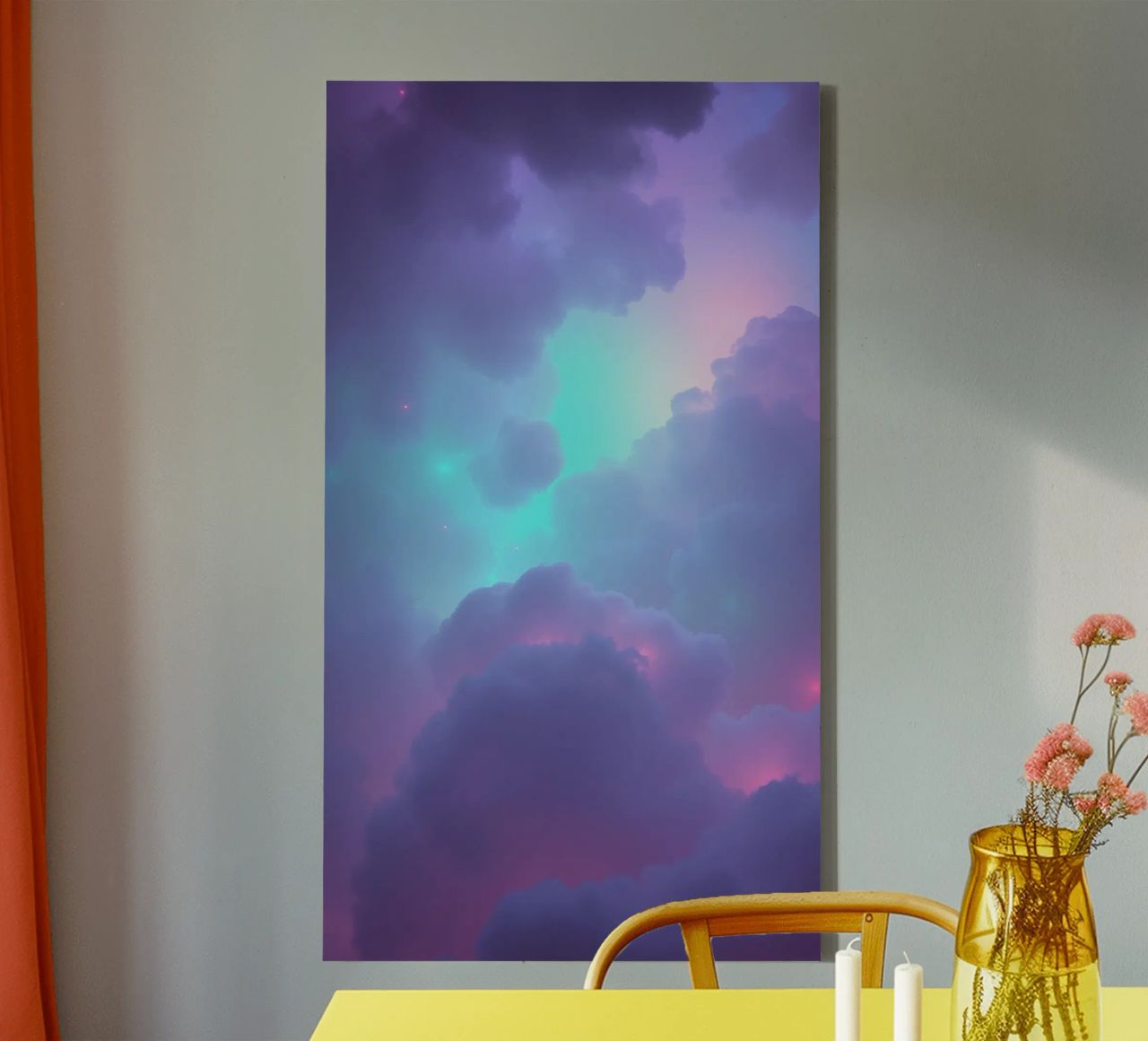 Dreamy abstract clouds in a vibrant color palette canvas by DesignDoodle