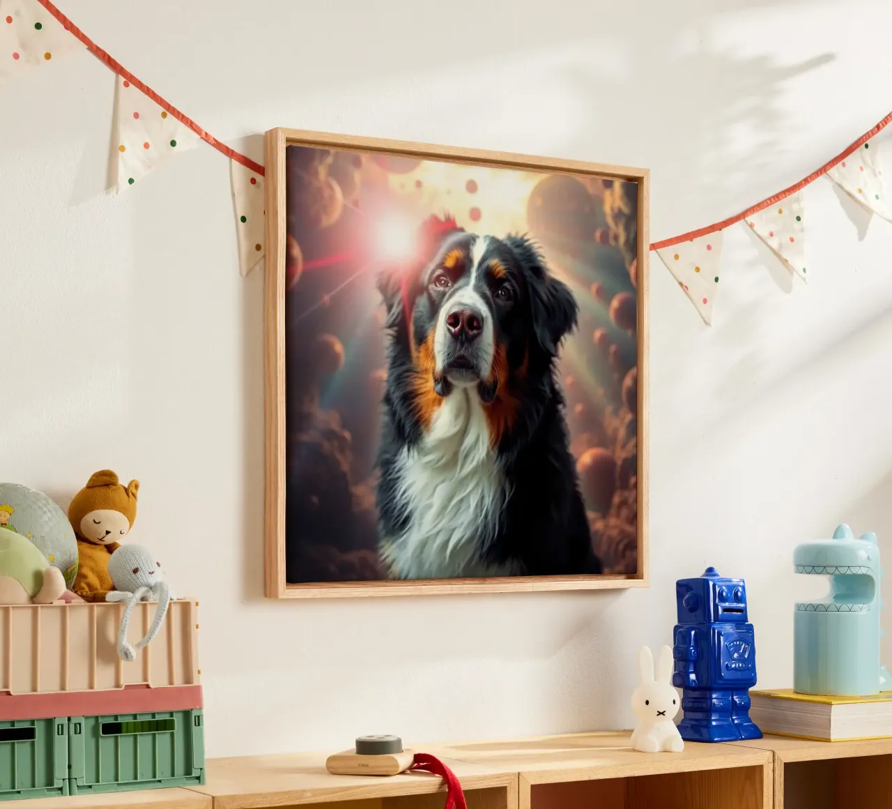 Beautiful Bernese Mountain Dog #16 canvas with Floater frame by Yumis.Beargang.and.Me
