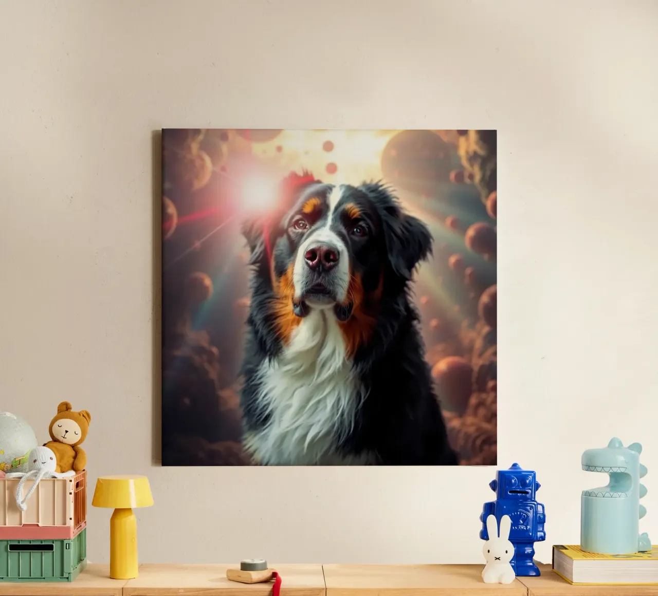Beautiful Bernese Mountain Dog #16 canvas with Floater frame by Yumis.Beargang.and.Me