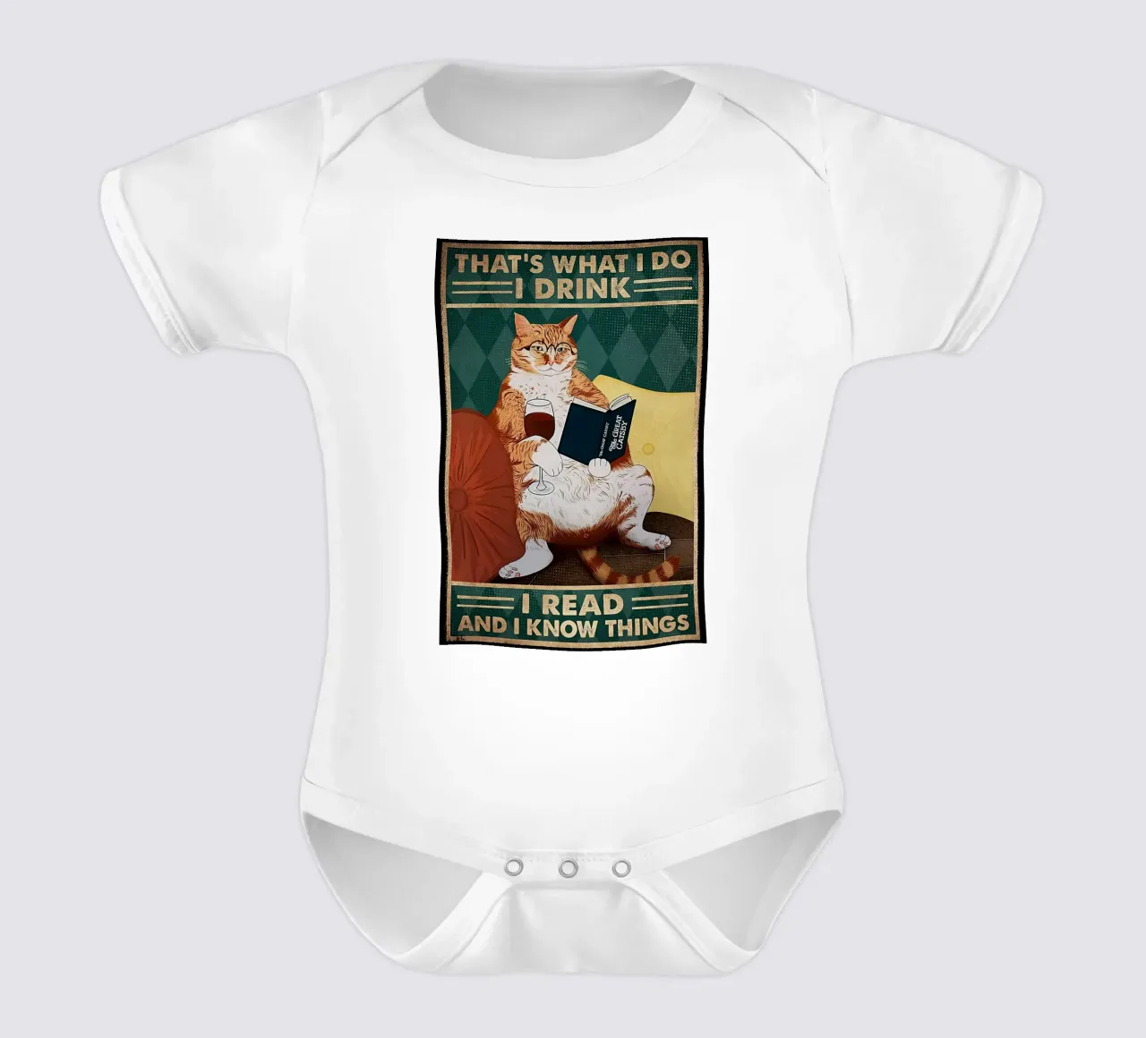 Cat That's What I Do I Drink I Read And I Know Things Kurzarm Babybody von Aaronshop