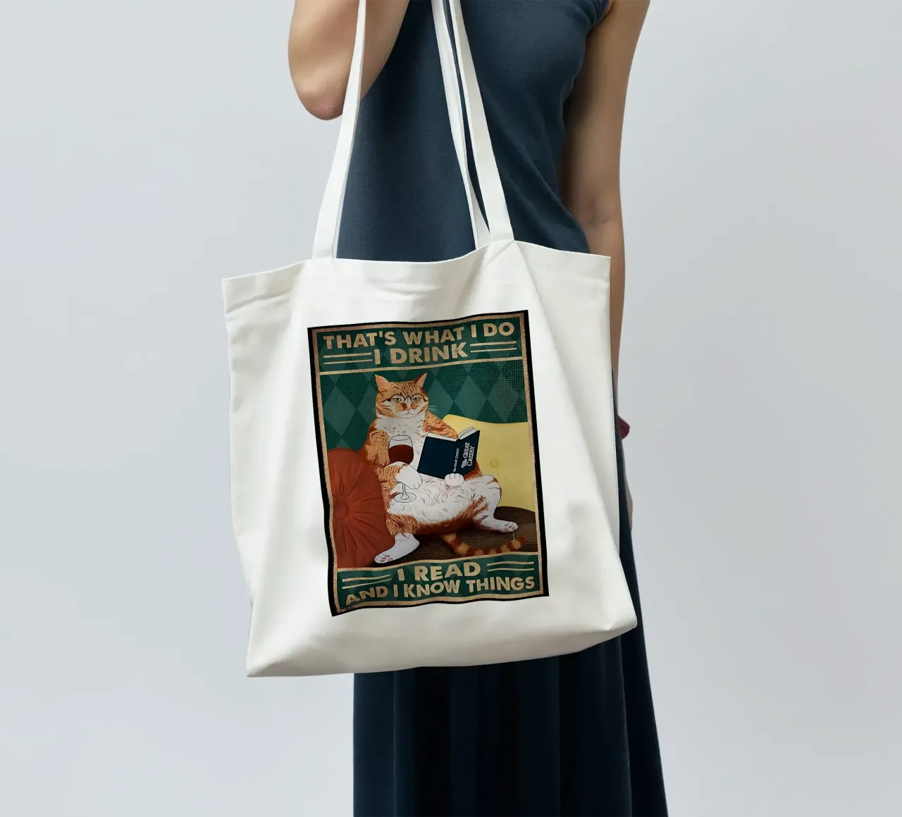 Cat That's What I Do I Drink I Read And I Know Things tote bag by Aaronshop