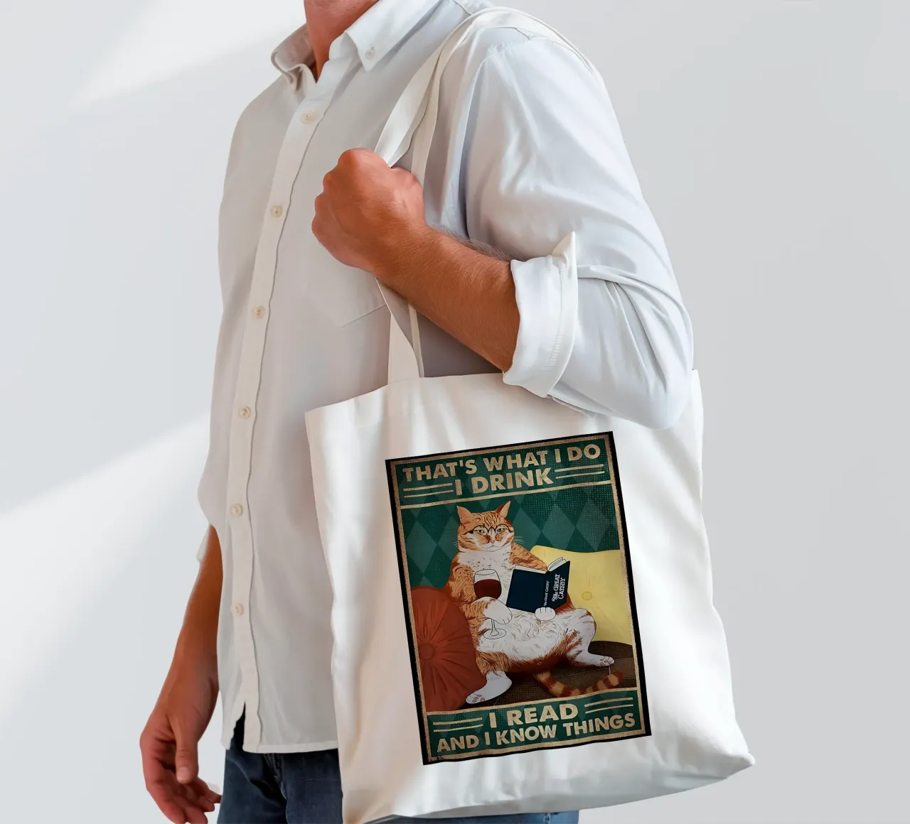 Cat That's What I Do I Drink I Read And I Know Things tote bag by Aaronshop