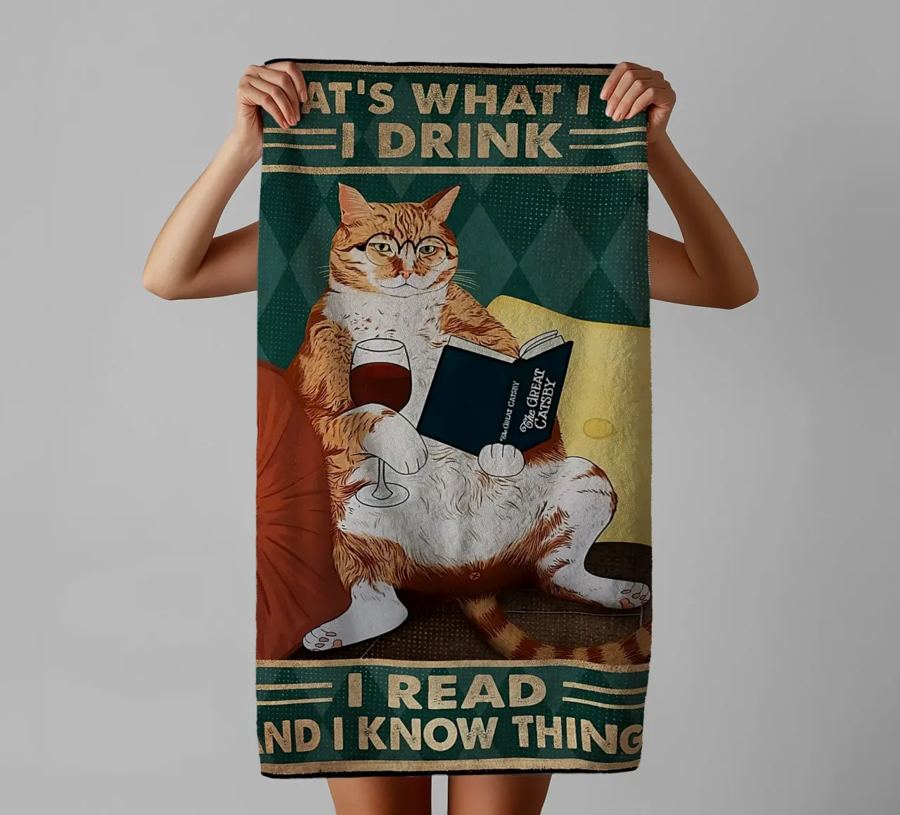 Cat That's What I Do I Drink I Read And I Know Things Handtuch von Aaronshop
