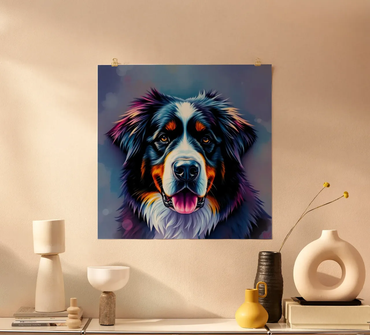 Bellissimo cane da montagna bernese #17 poster con telaio in plastica da Yumis.Beargang.and.Me