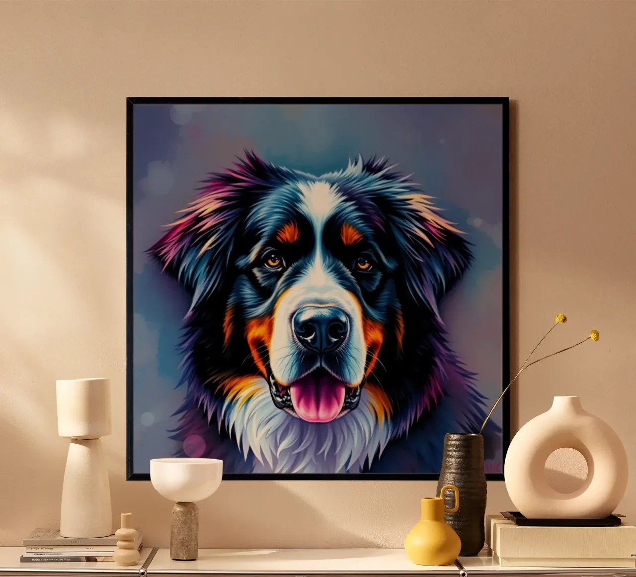 Bellissimo cane da montagna bernese #17 poster con telaio in plastica da Yumis.Beargang.and.Me