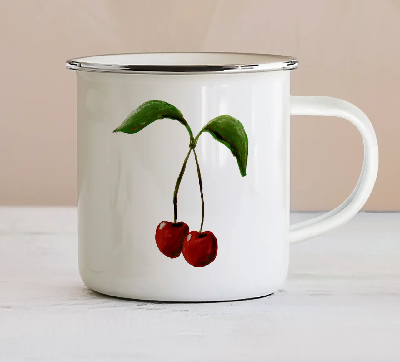 Cherries tazza in smalto da Femke Zwaan