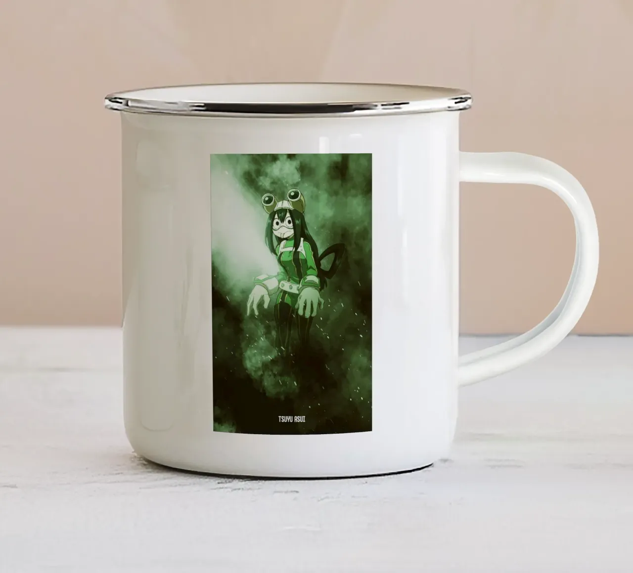 Tsuyu Asui tazza in smalto da FreeArtStudio