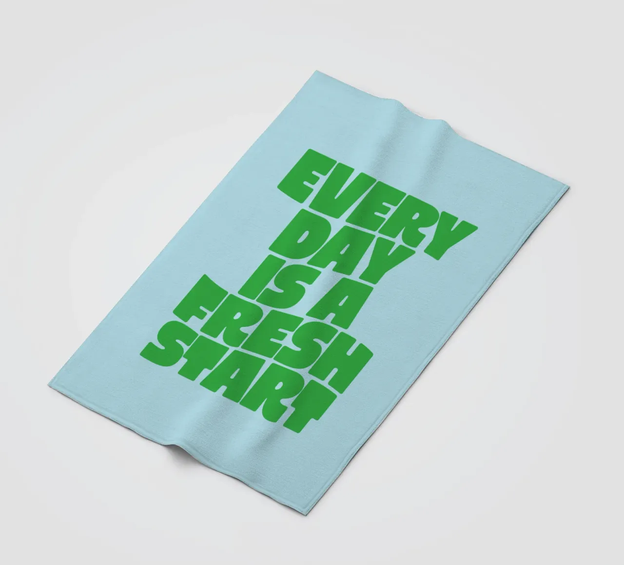 Every Day is a Fresh Start Typography Print in Green Blue fleece blanket by THE MOTIVATED TYPE