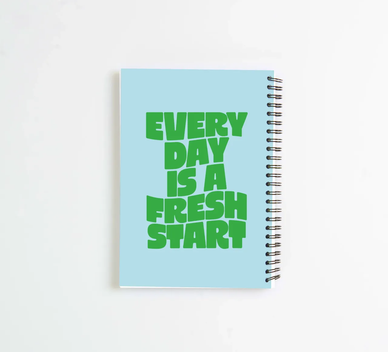 Every Day is a Fresh Start Typography Print in Green Blue spiral notebook by THE MOTIVATED TYPE