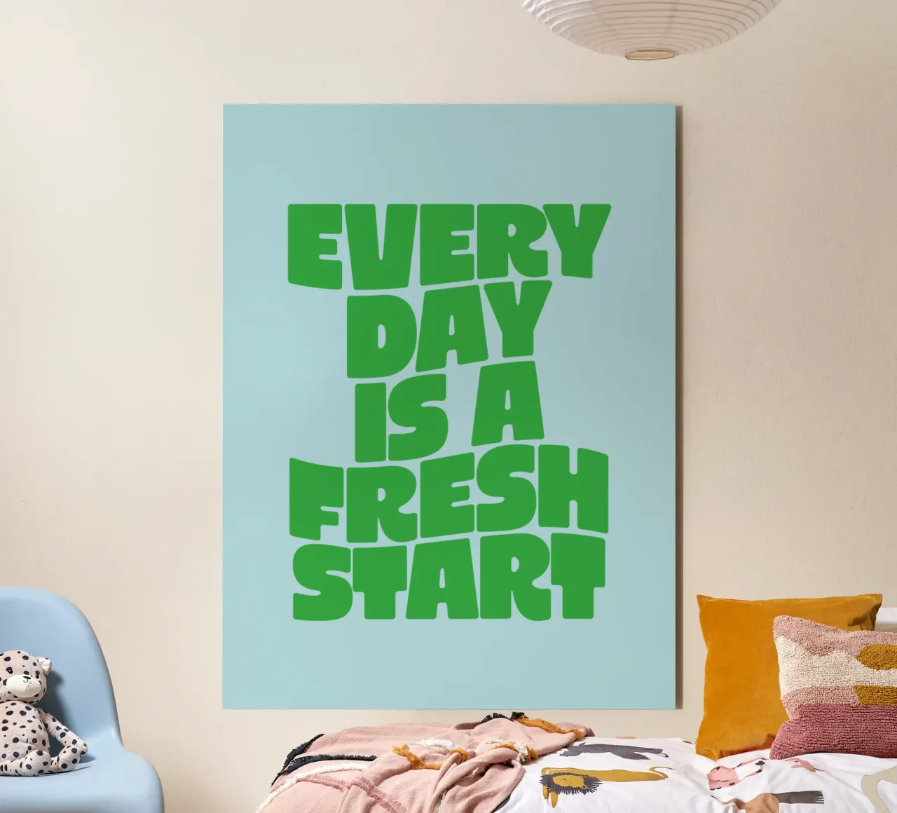 Every Day is a Fresh Start Typography Print in Green Blue forex plate by THE MOTIVATED TYPE