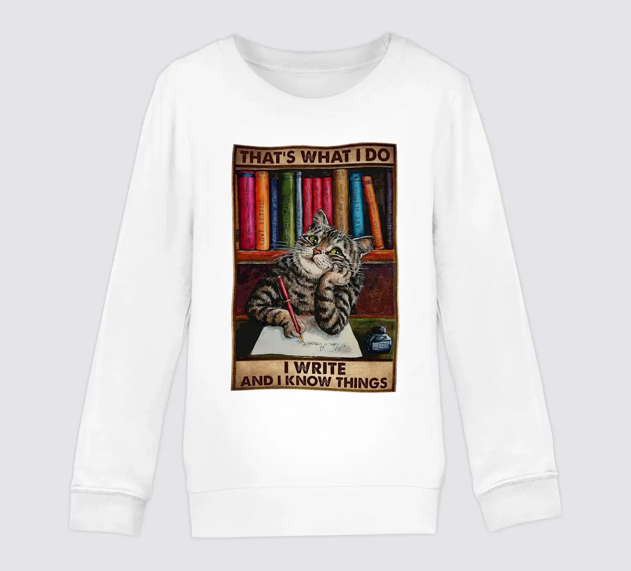 Gatto Ecco cosa faccio Scrivo e so le cose felpa bambino da Aaronshop