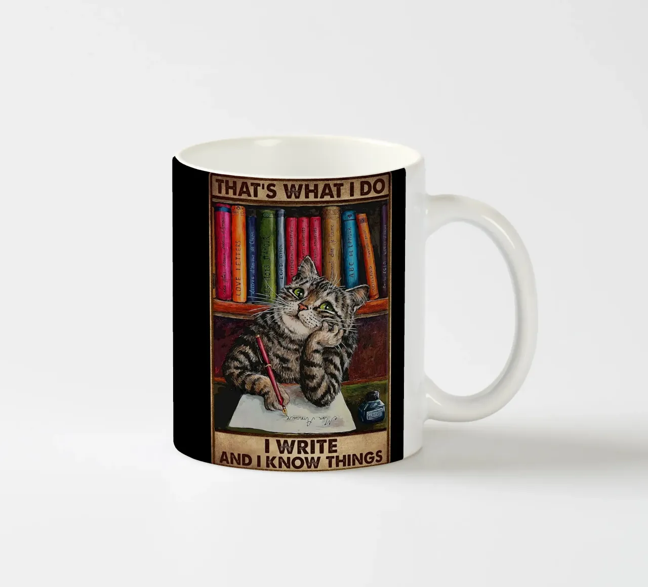 Gatto Ecco cosa faccio Scrivo e so le cose tazza in ceramica da Aaronshop