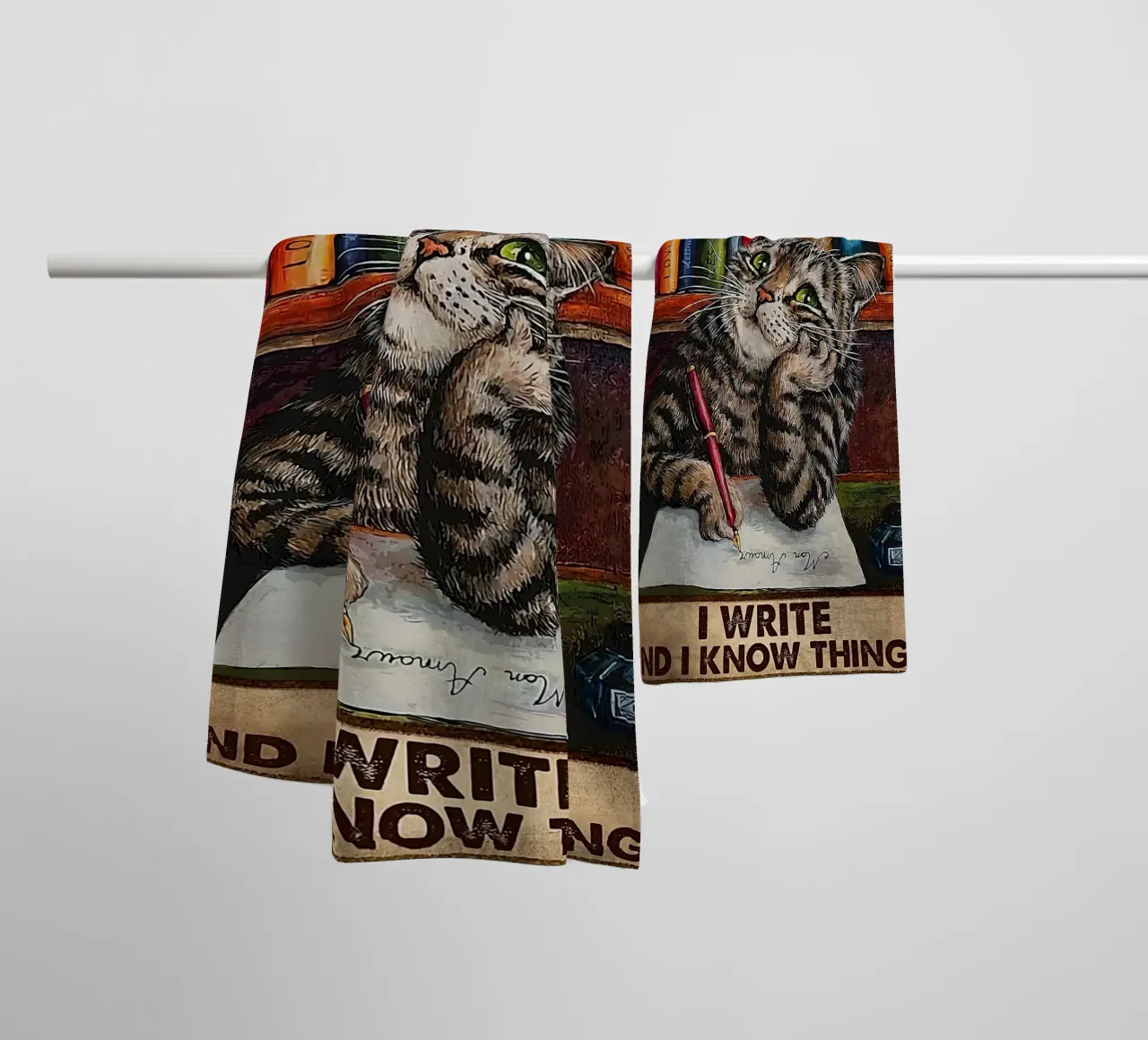 Cat That's What I Do I Write And I Know Things Handtuch von Aaronshop