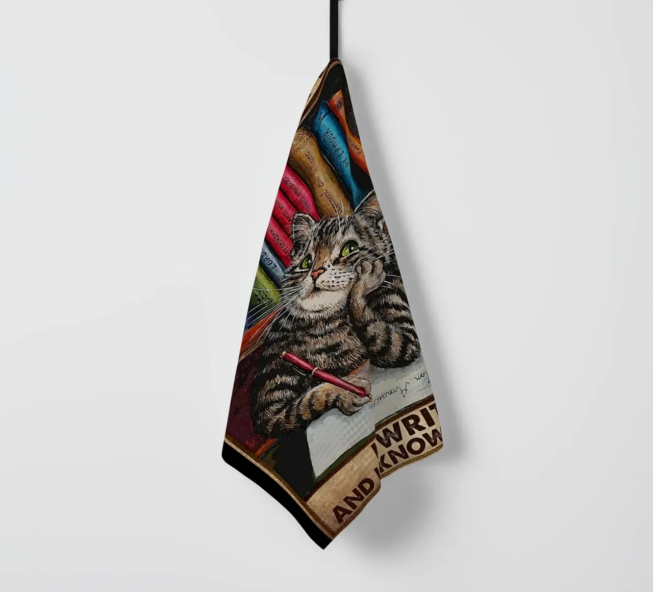 Cat That's What I Do I Write And I Know Things Geschirrtuch von Aaronshop