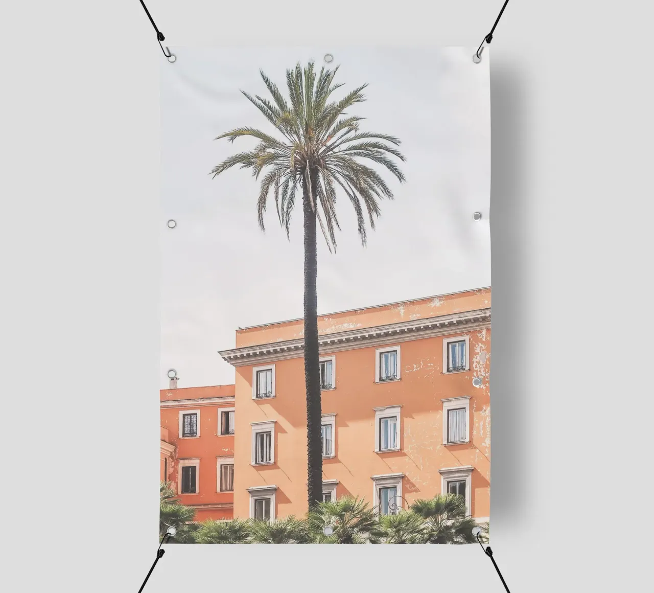 Roma, Italia I Una palma davanti a un'architettura arancione pastello telo in pvc da Julie Travel Photography