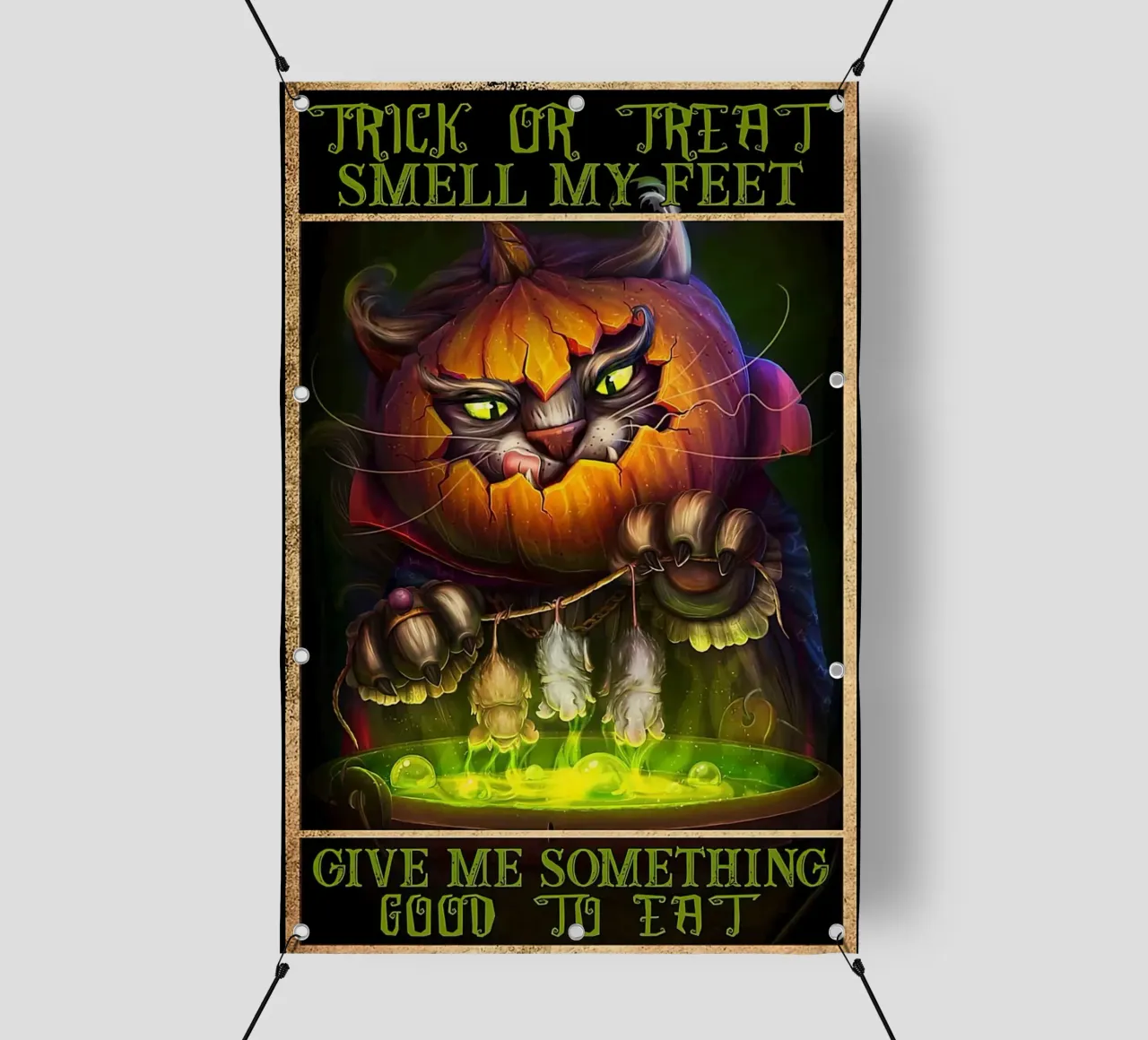 Gatto con zucca Halloween verticale telo in pvc da Aaronshop