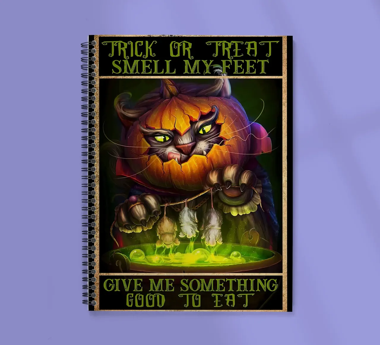 Gatto con zucca Halloween verticale diario ad anelli da Aaronshop