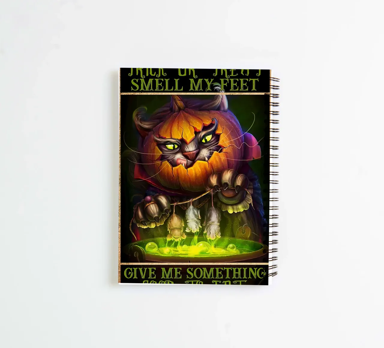 Gatto con zucca Halloween verticale diario ad anelli da Aaronshop