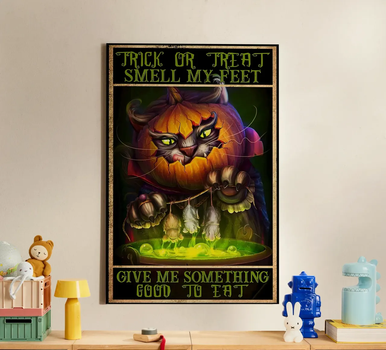 Gatto con zucca Halloween verticale tela da Aaronshop