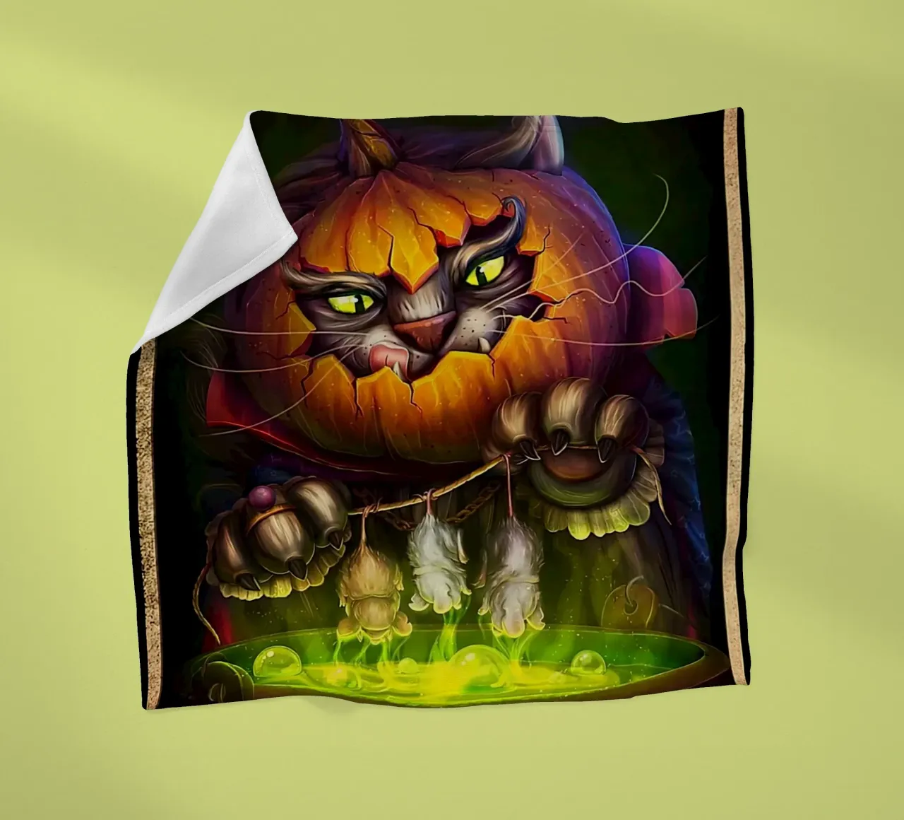 Gatto con zucca Halloween verticale coperta in pile da Aaronshop