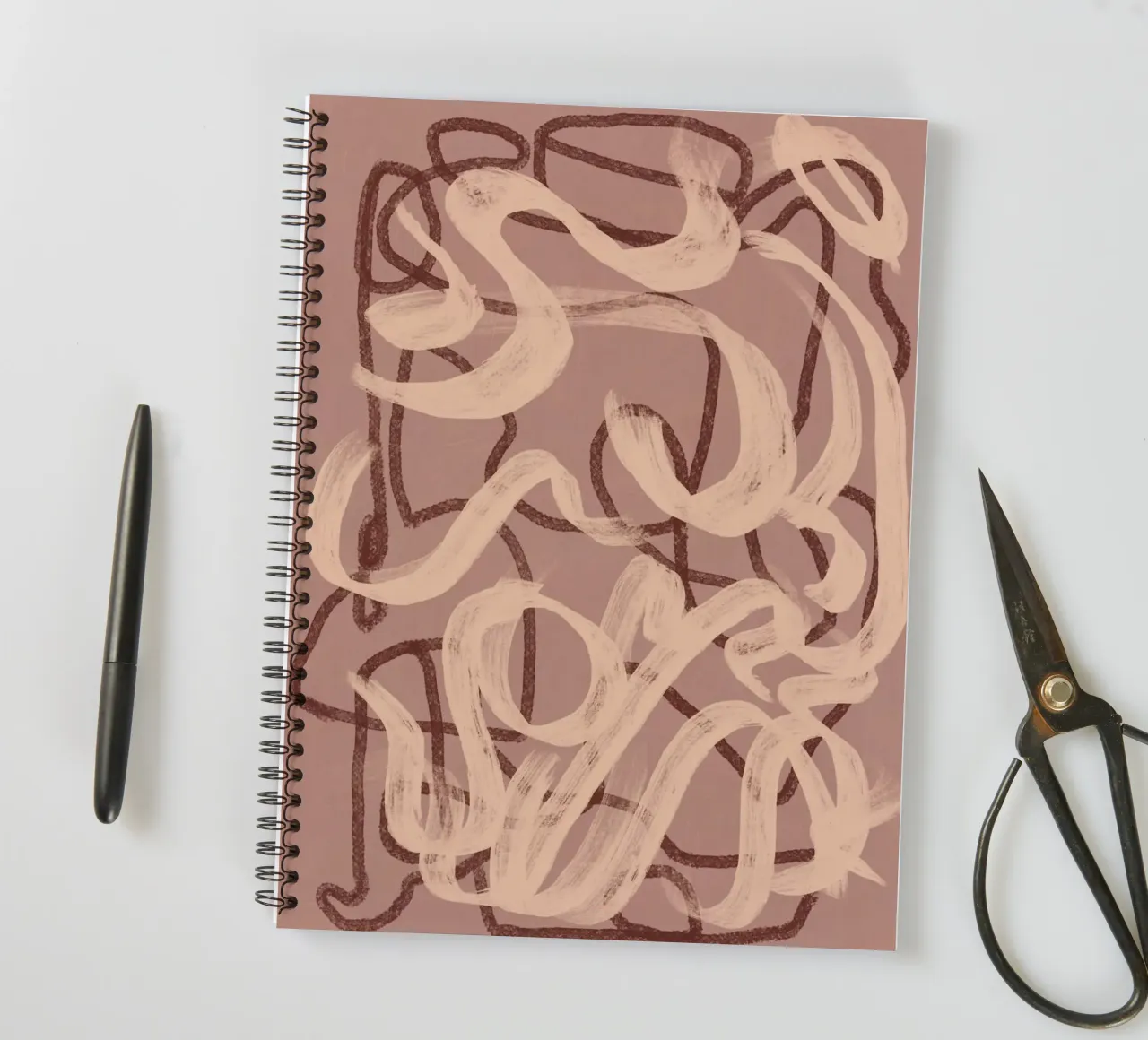 Trockener Pinsel abstrakt in nude Ringbuch von Little Dean