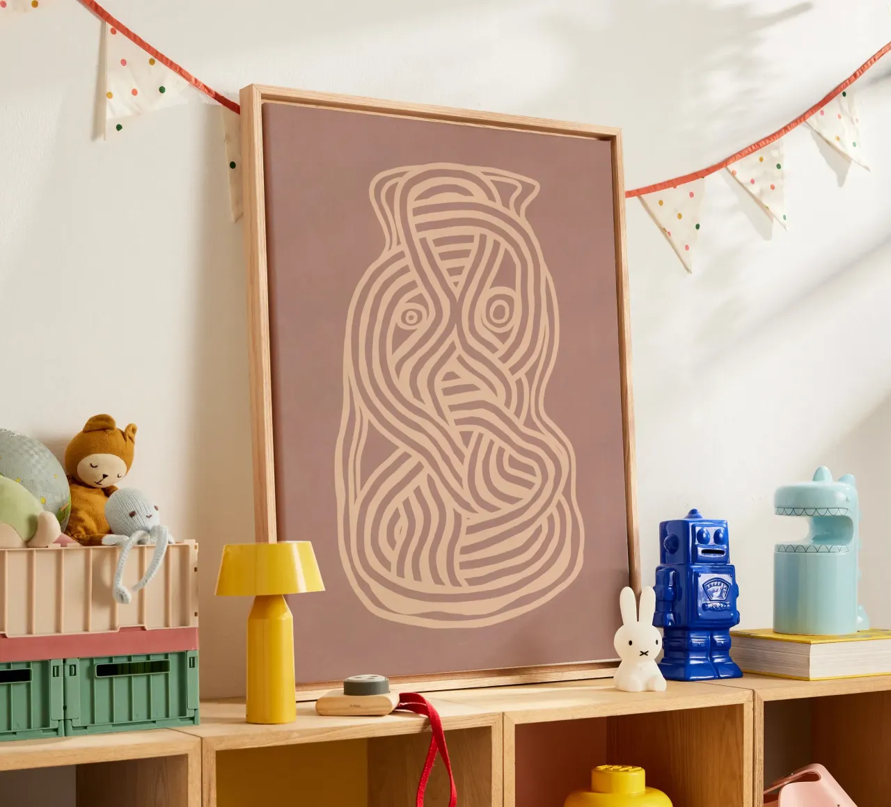 Forme organique en dessin au trait dans le nu toile avec Caisse américaine de Little Dean
