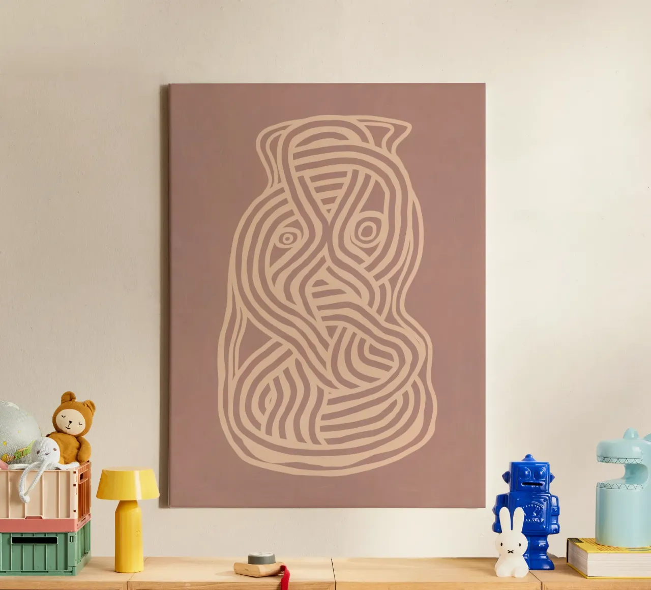 Forme organique en dessin au trait dans le nu toile avec Caisse américaine de Little Dean