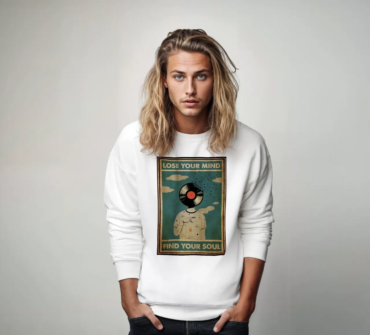 dj poster vintage lose your mind find your soul felpa da Aaronshop