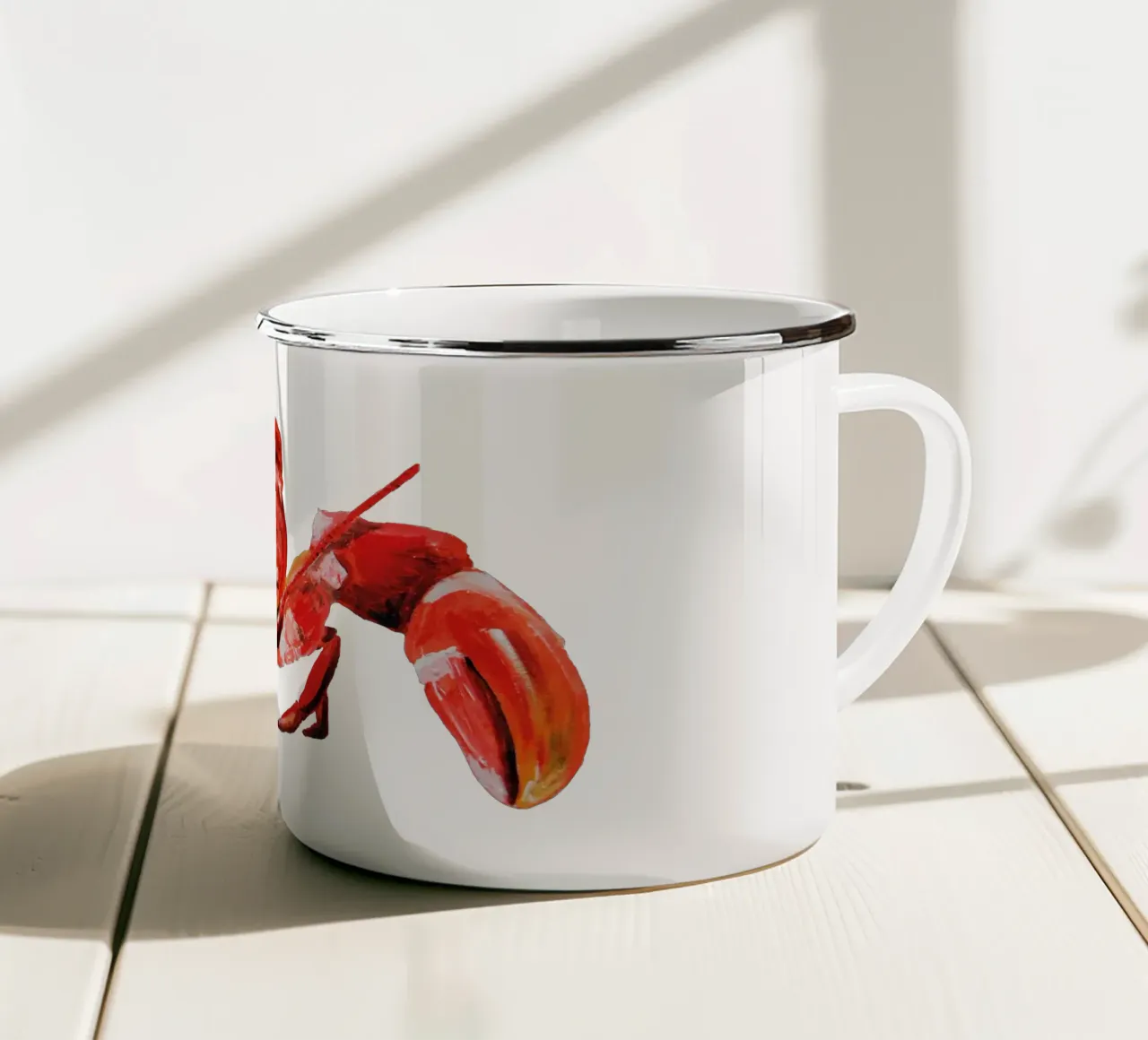 Lobster tazza in smalto da Femke Zwaan