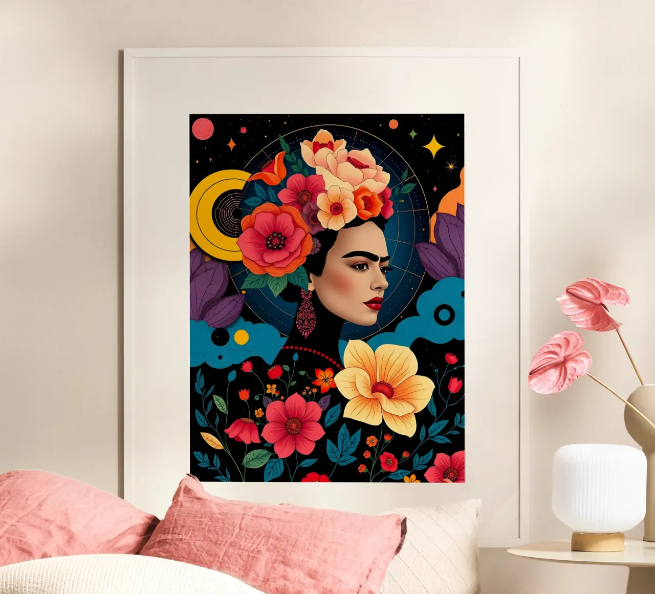 FRIDA KAHLO RITRATTO DI DONNA CALMA poster con telaio in legno da ARTOMATIC