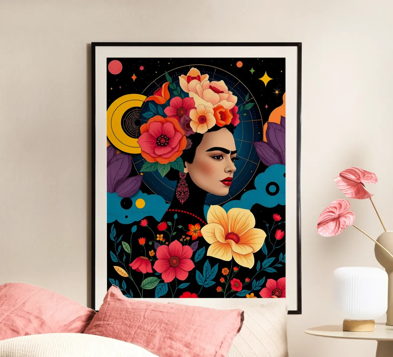 FRIDA KAHLO RITRATTO DI DONNA CALMA poster con telaio in legno da ARTOMATIC