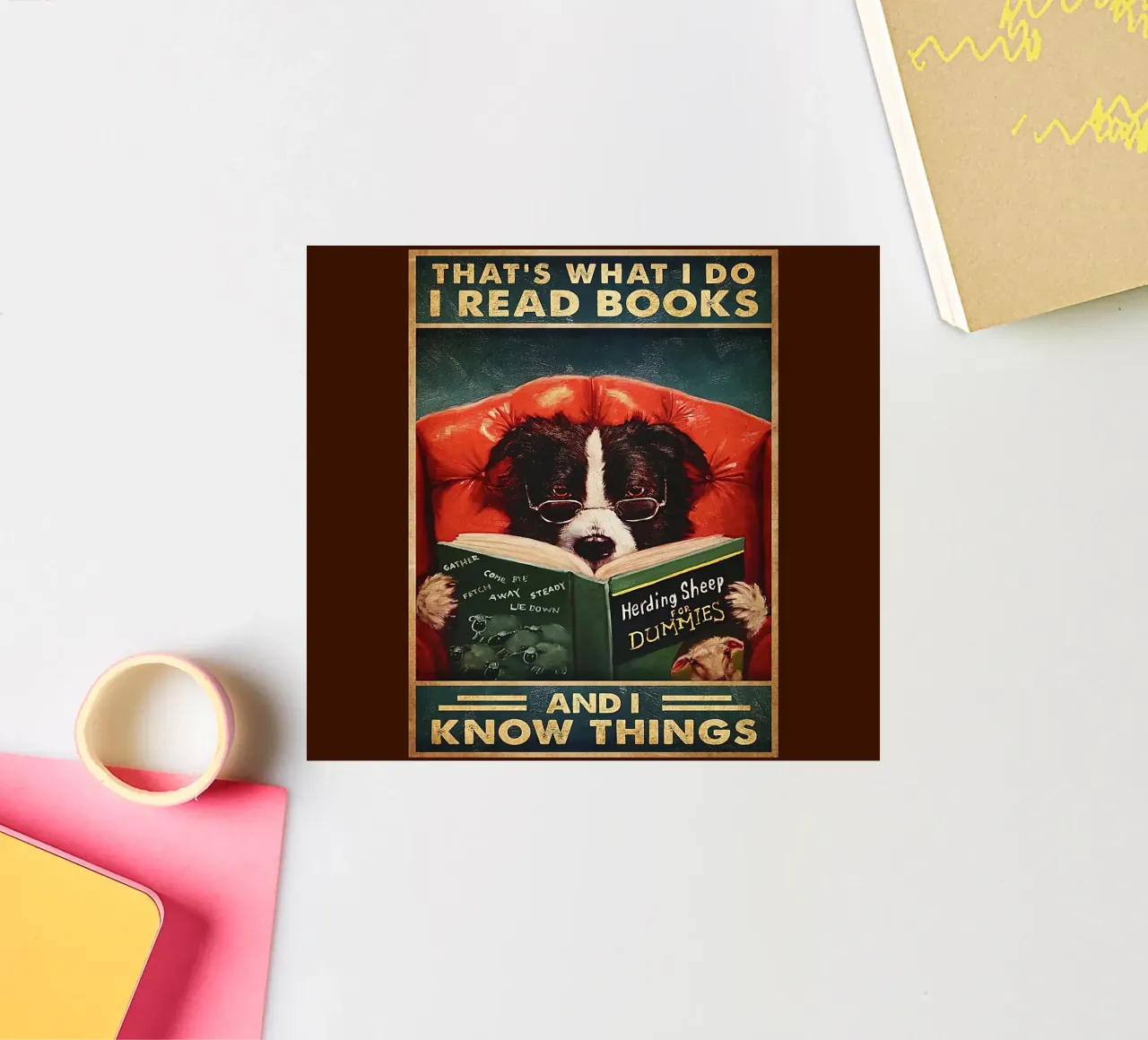 Perro Leo Libro Y Sé Cosas pegatina de Aaronshop