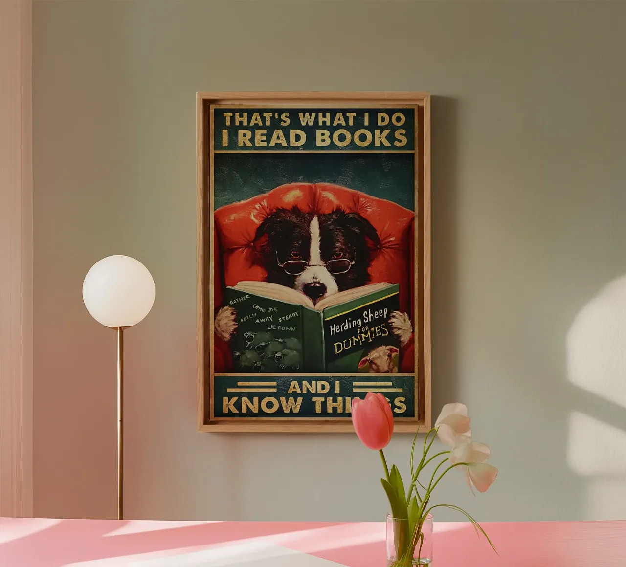 Dog I Read Book And I Know Things canvas with Floater frame by Aaronshop