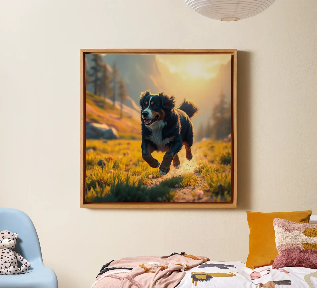 Beautiful Bernese Mountain Dog #22 canvas with Floater frame by Yumis.Beargang.and.Me