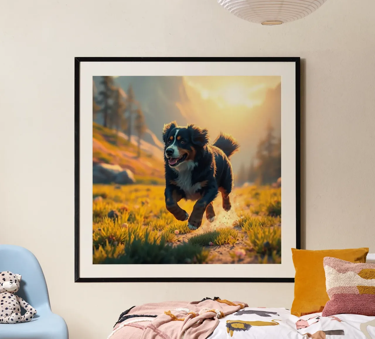 Bellissimo cane da montagna bernese #22 poster con telaio in plastica da Yumis.Beargang.and.Me