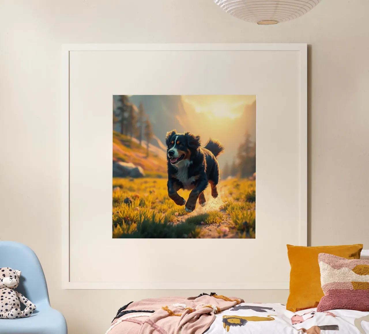 Bellissimo cane da montagna bernese #22 poster con telaio in plastica da Yumis.Beargang.and.Me