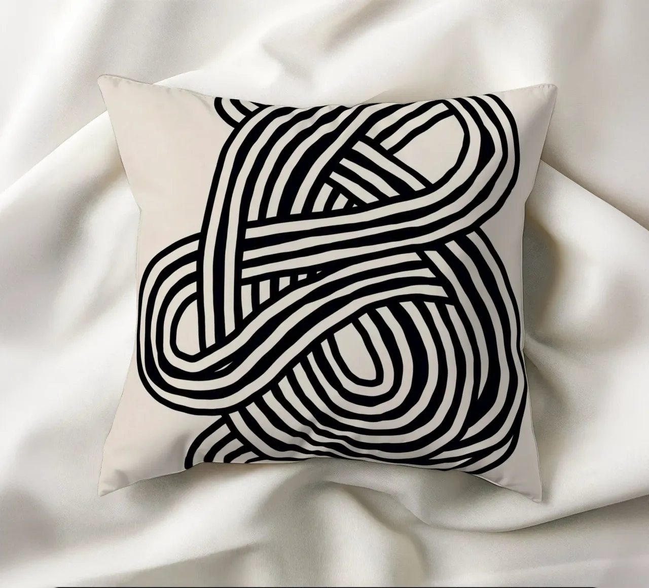 Line art forma organica in nero cuscino da Little Dean