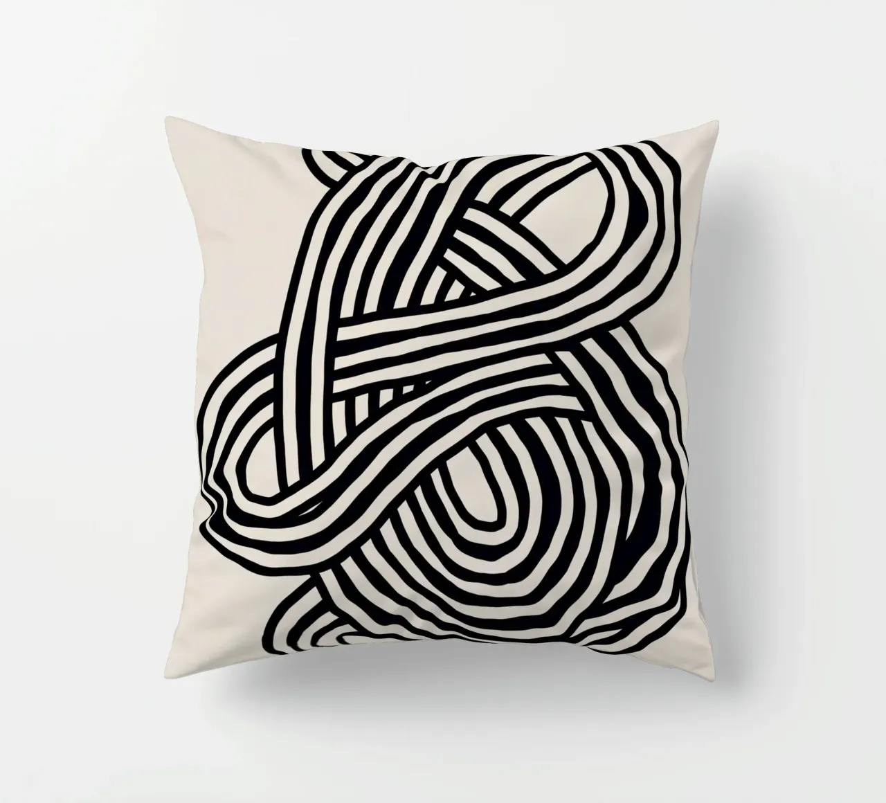 Line art forma organica in nero cuscino da Little Dean