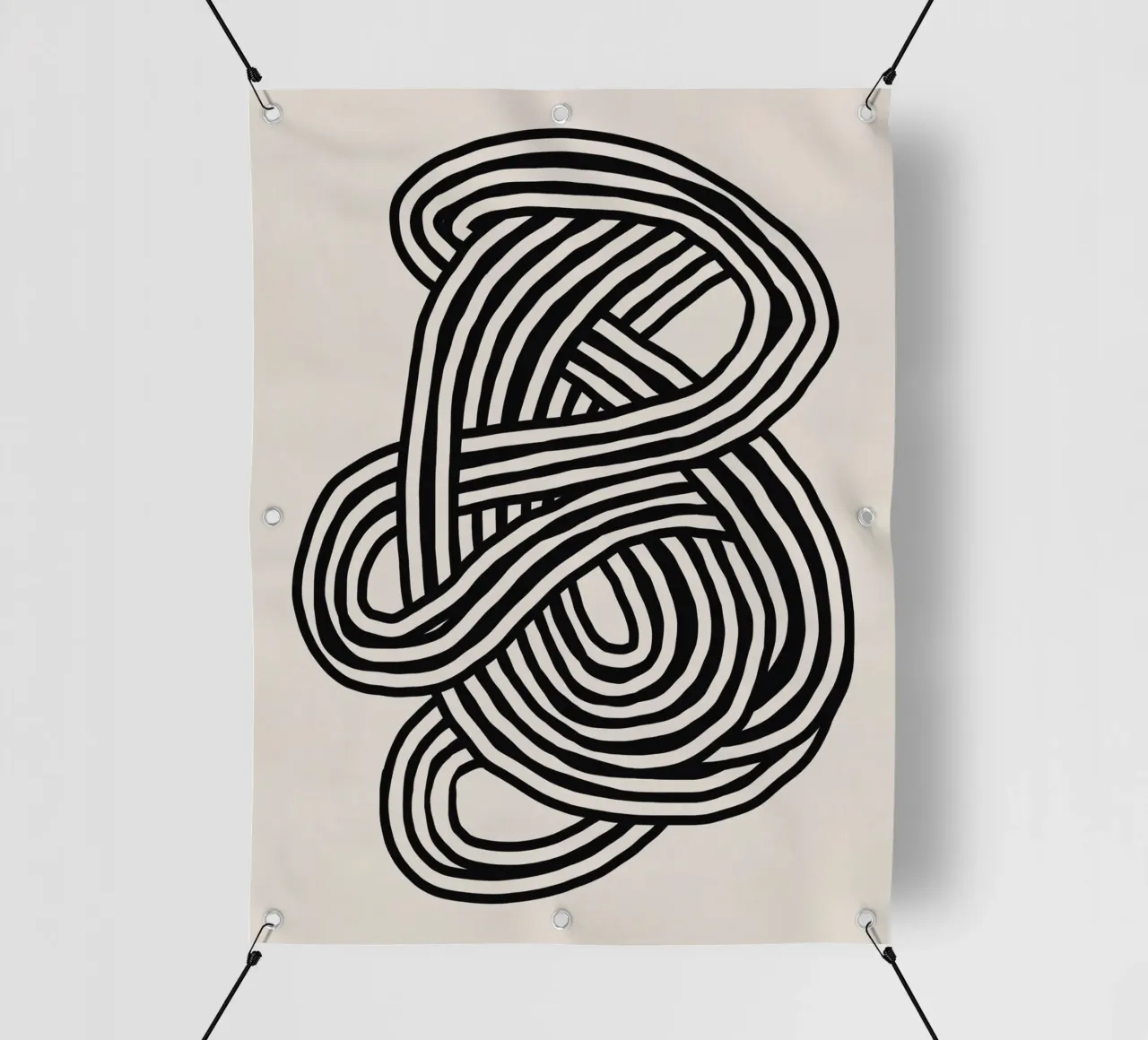 Line art forma organica in nero telo in pvc da Little Dean