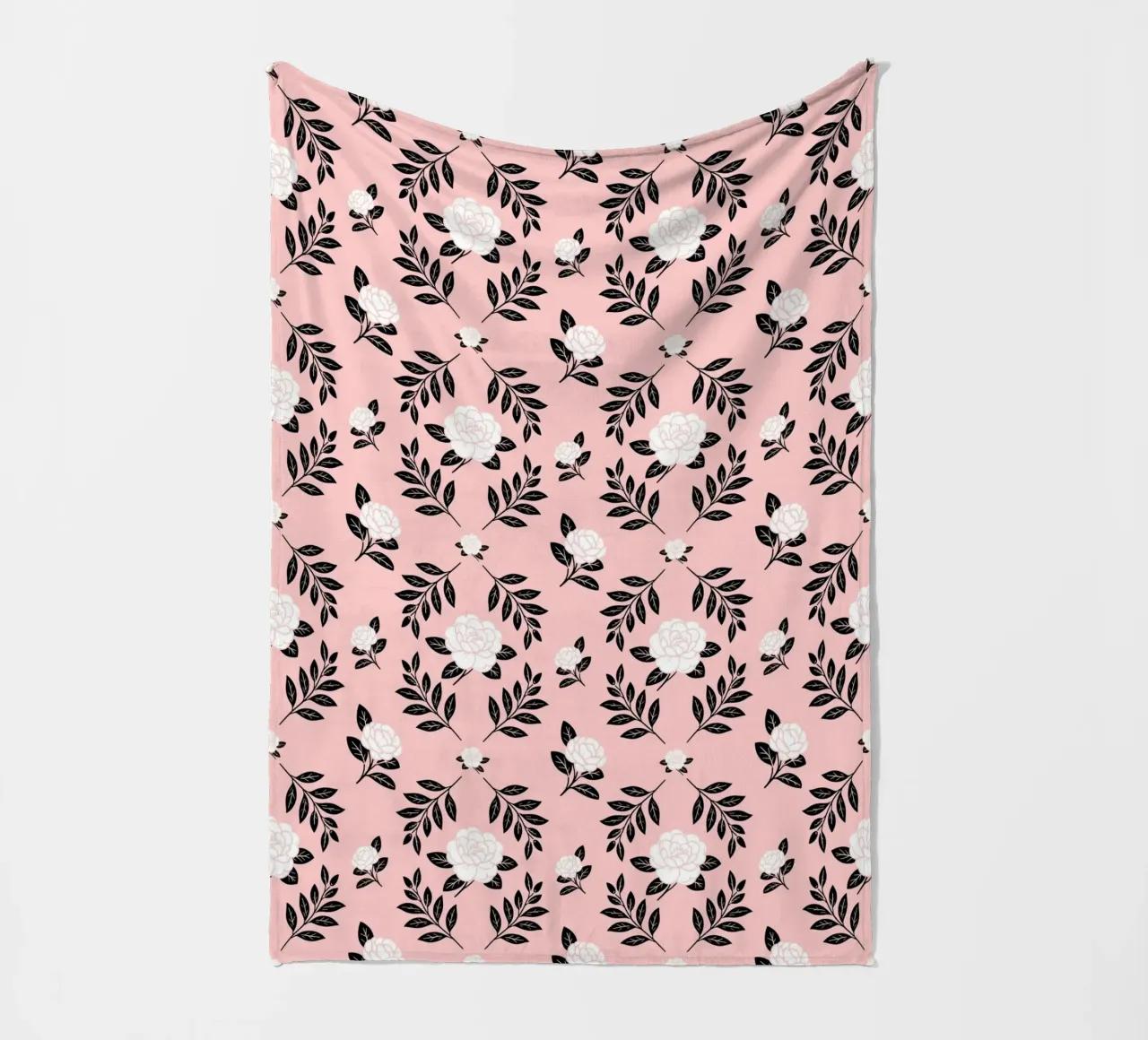 Damasco Camelia in bianco e nero coperta in pile da SilverPegasus
