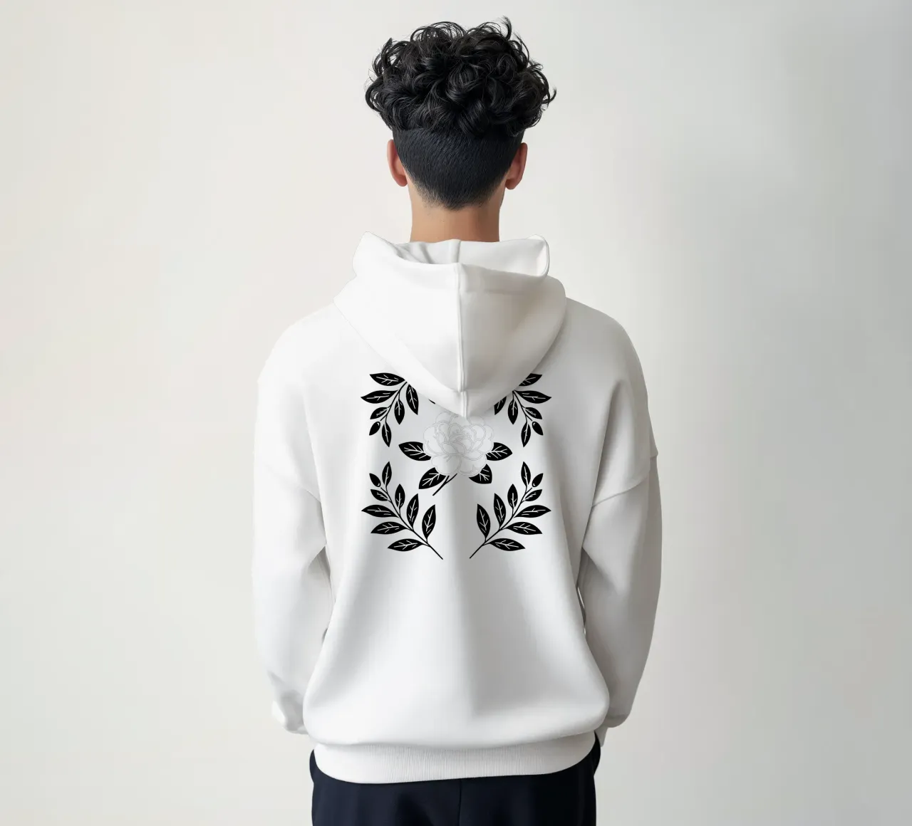 Damasco Camelia in bianco e nero felpa con cappuccio da SilverPegasus