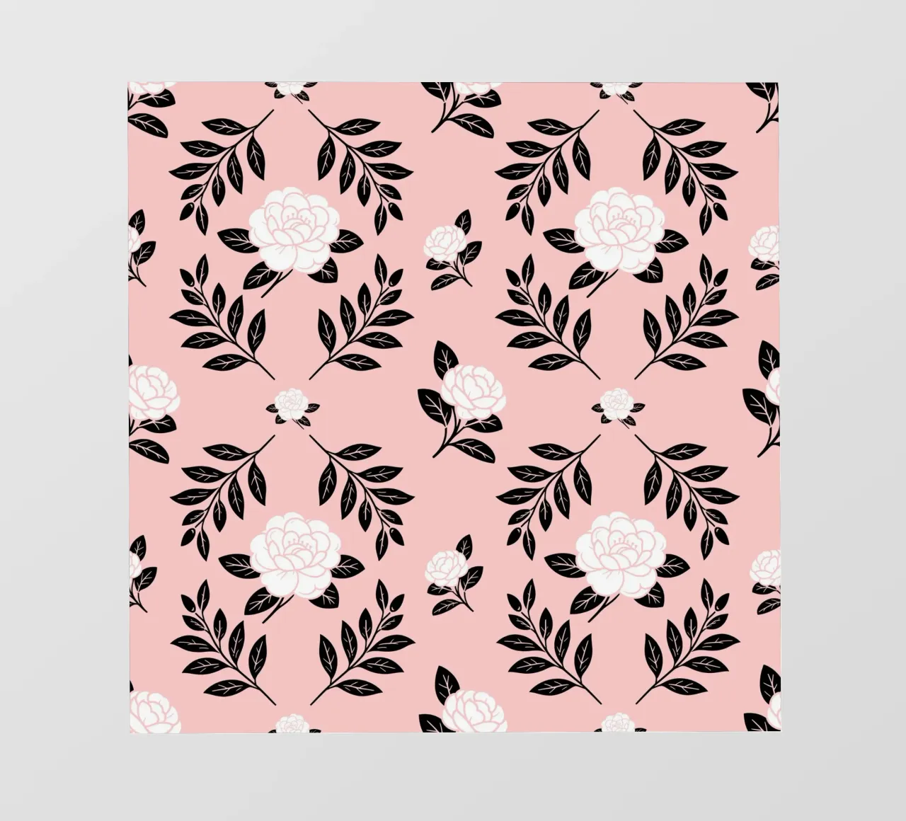 Damasco Camelia in bianco e nero telo in pvc da SilverPegasus