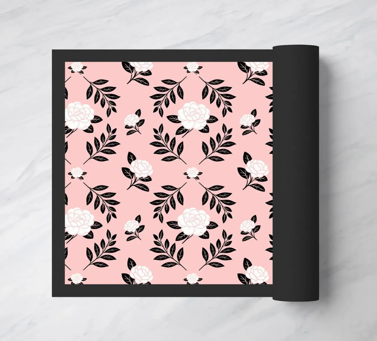Damasco Camelia in bianco e nero zerbino da SilverPegasus