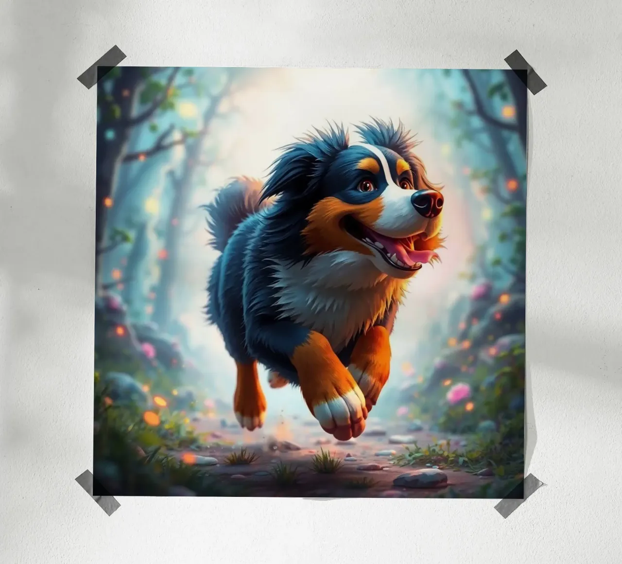 Bellissimo cane da montagna bernese #24 poster con telaio in legno da Yumis.Beargang.and.Me