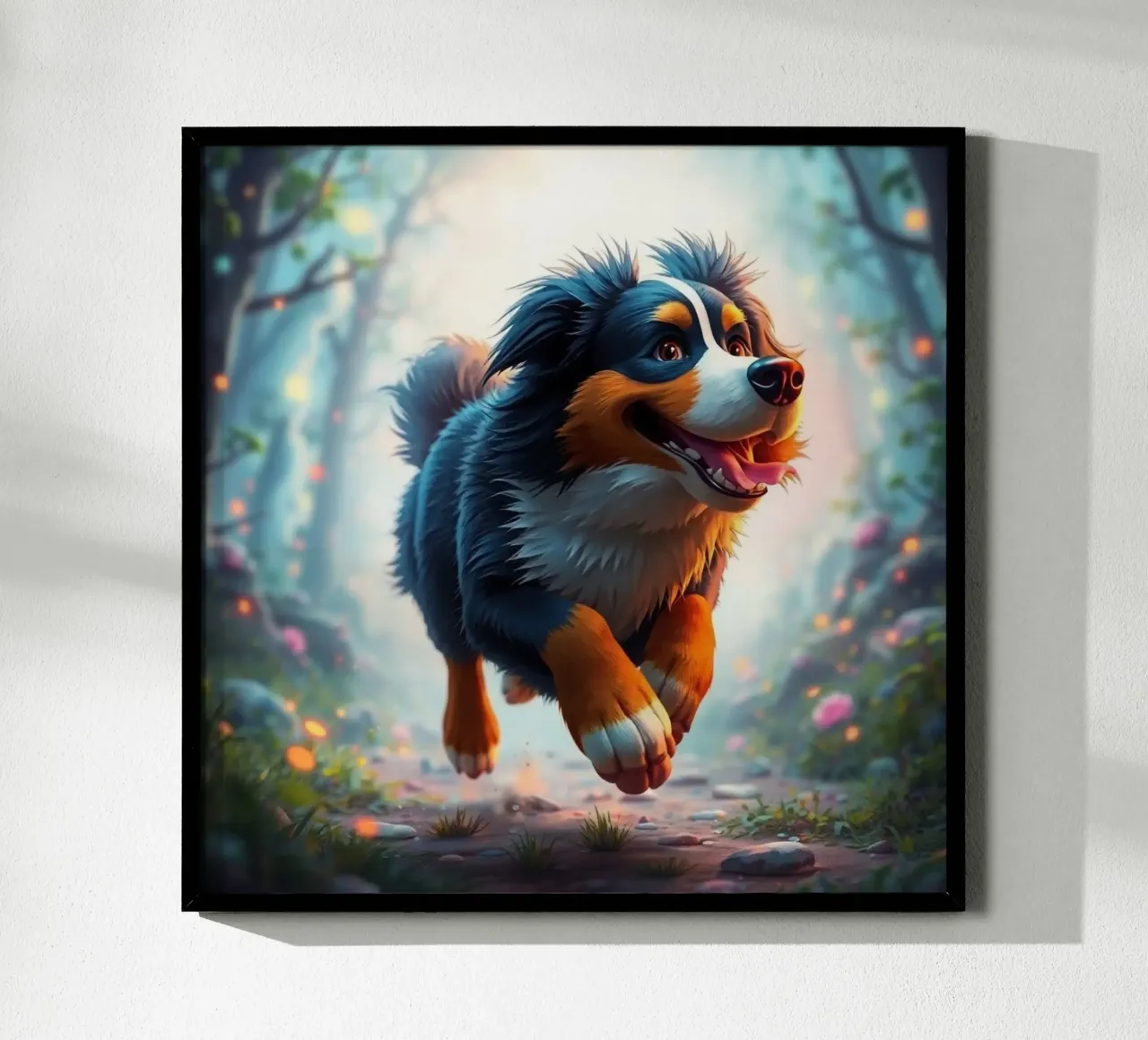 Bellissimo cane da montagna bernese #24 poster con telaio in legno da Yumis.Beargang.and.Me