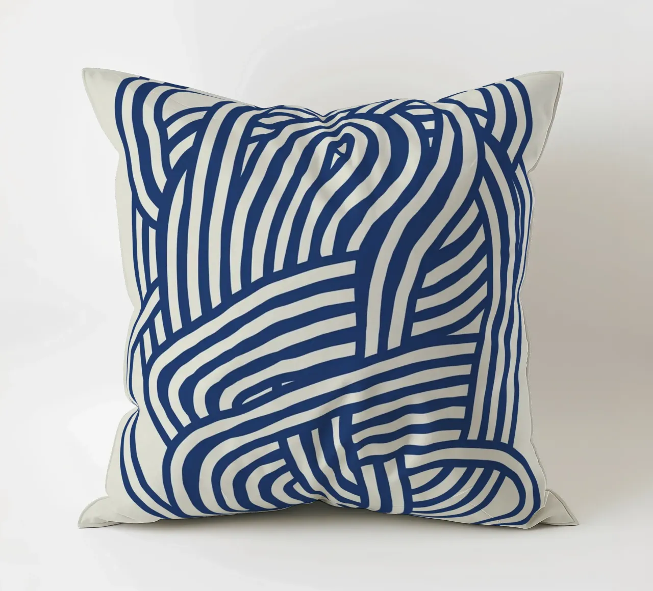 Line art forma organica in blu 03 cuscino da Little Dean