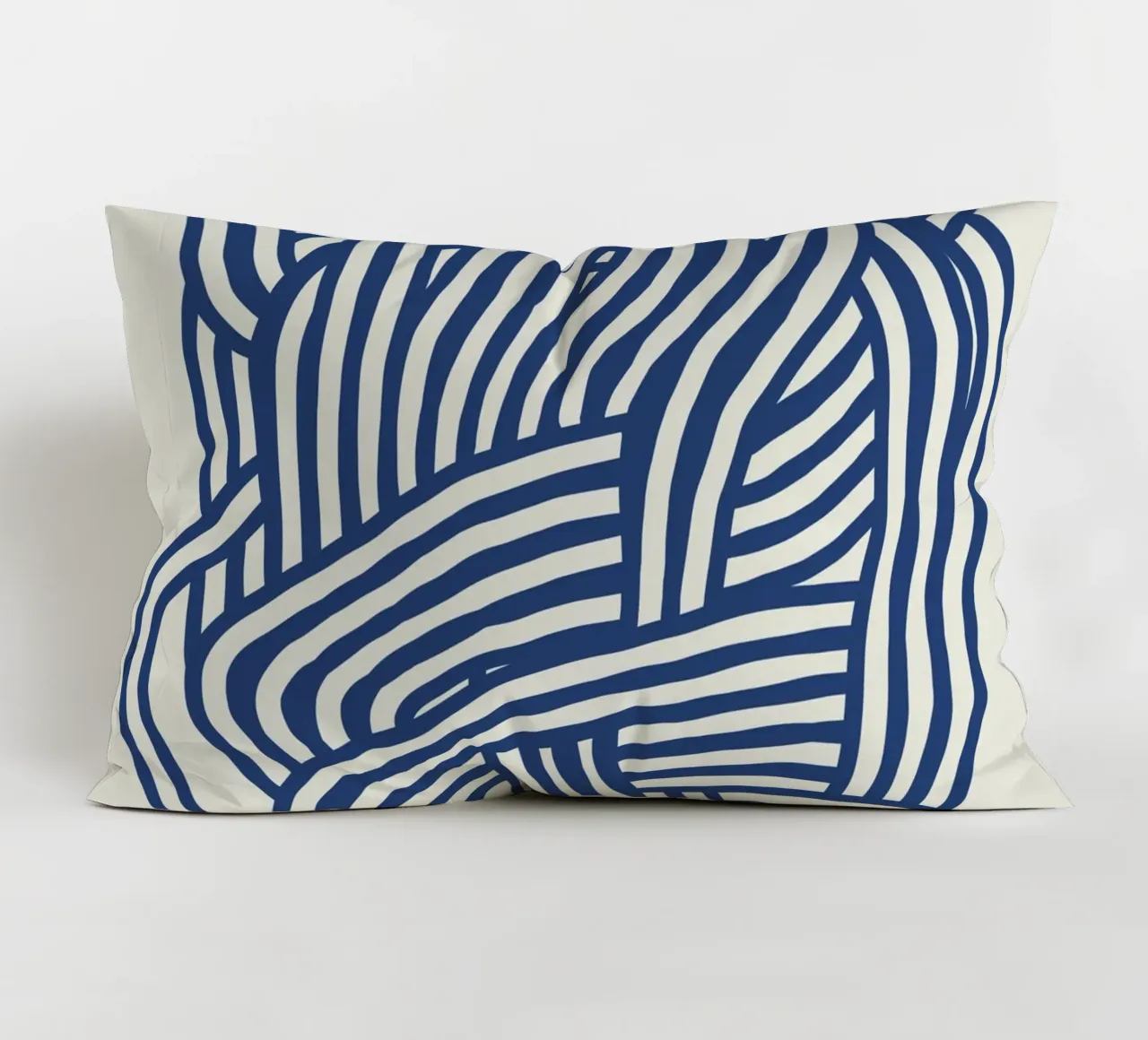 Line art forma organica in blu 03 cuscino da Little Dean