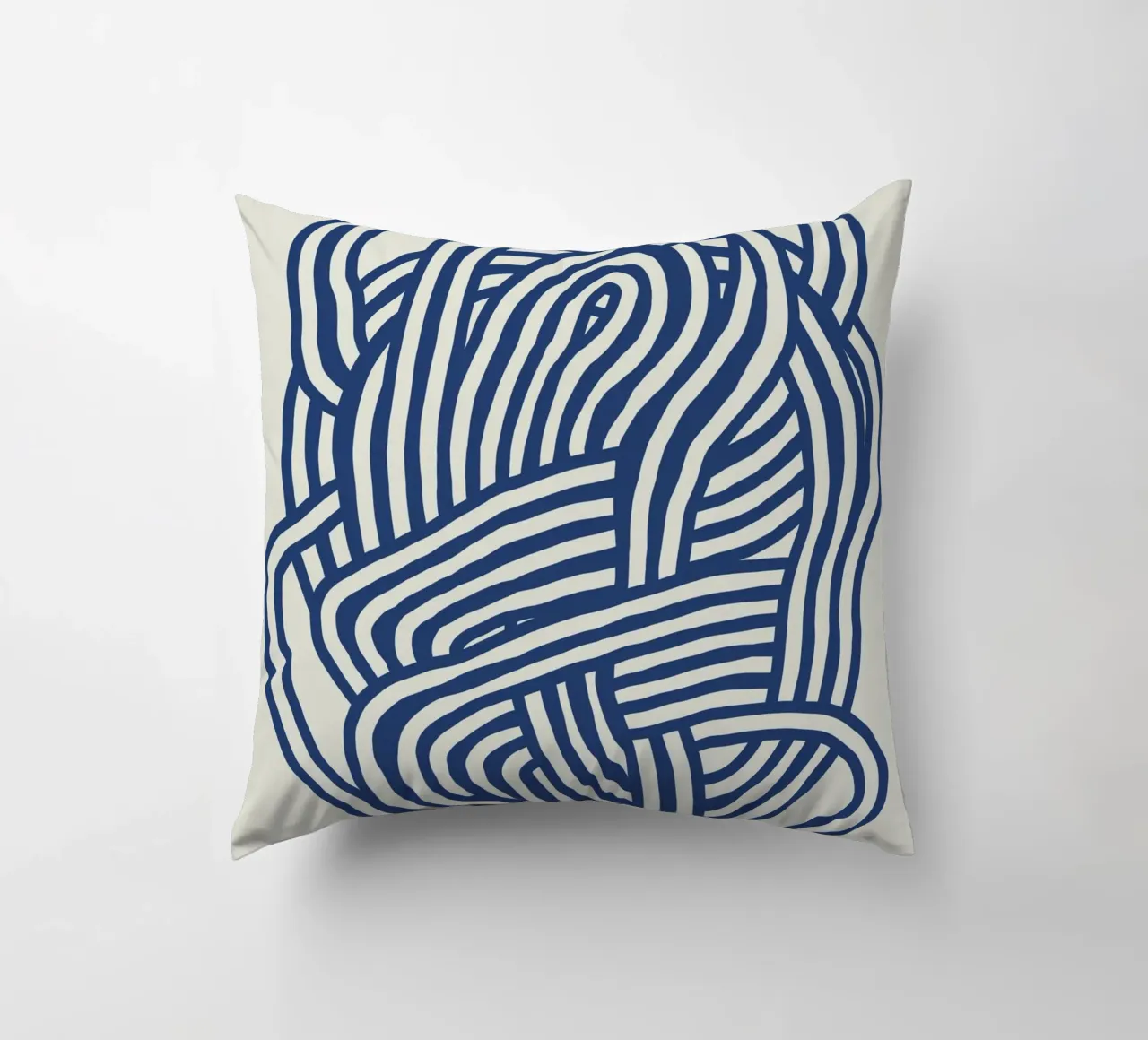 Line art forma organica in blu 03 cuscino da Little Dean